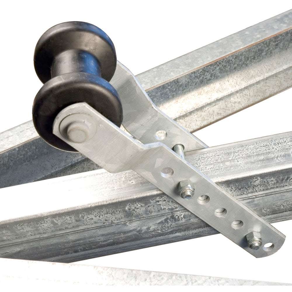 C.E. Smith 5" adjustable keel roller assembly with black rubber roller and 3/8" bolts for 3" trailer tongue