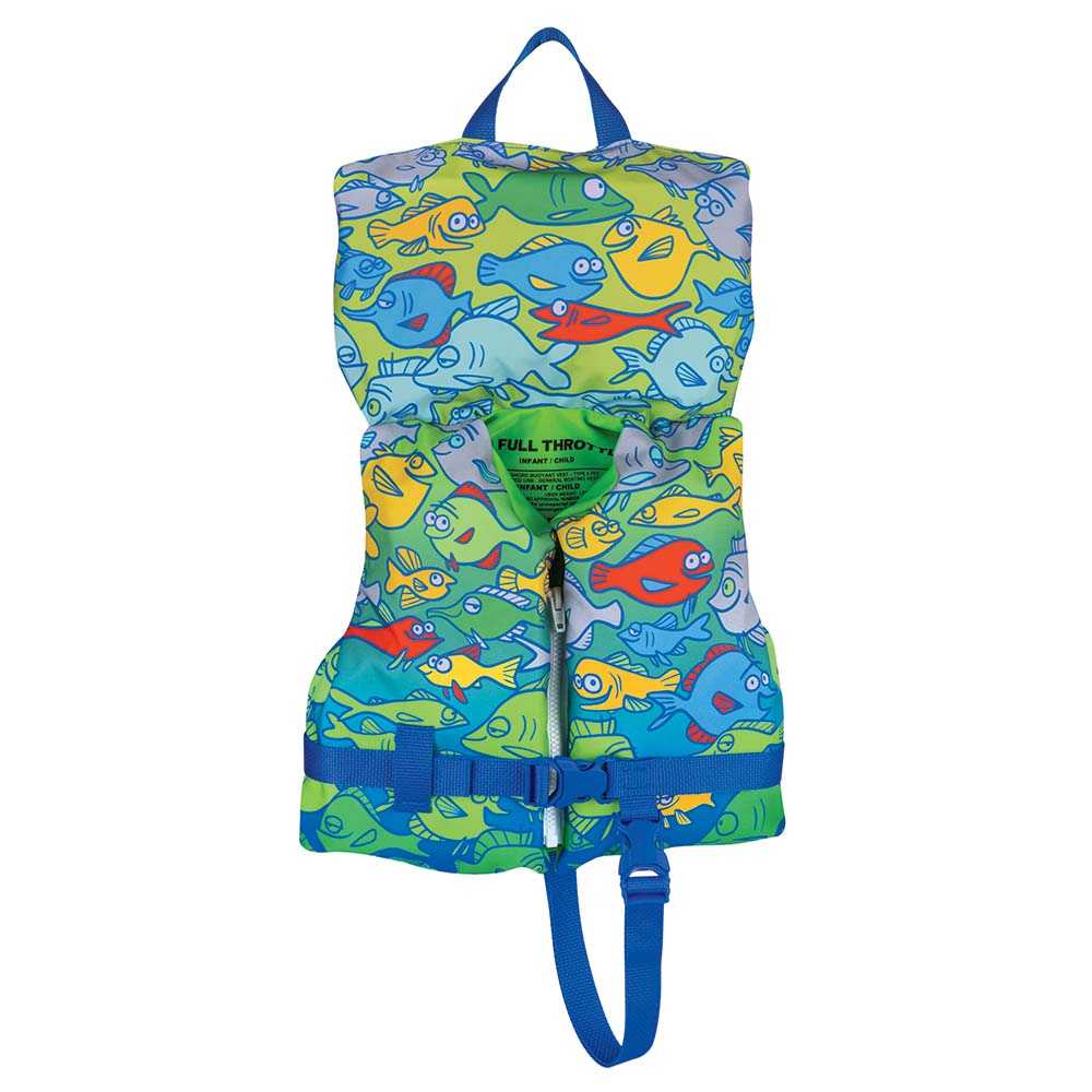 Full Throttle Character Vest infant child fish design bright colorful flotation vest with zipper and safety belt