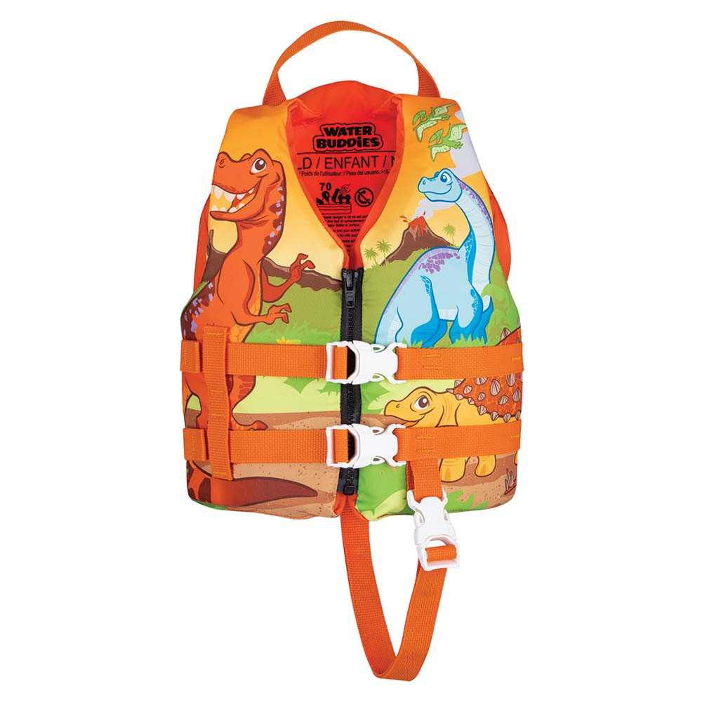 Full Throttle Water Buddies Life Vest for children 30-50lbs with dinosaur design and safety straps