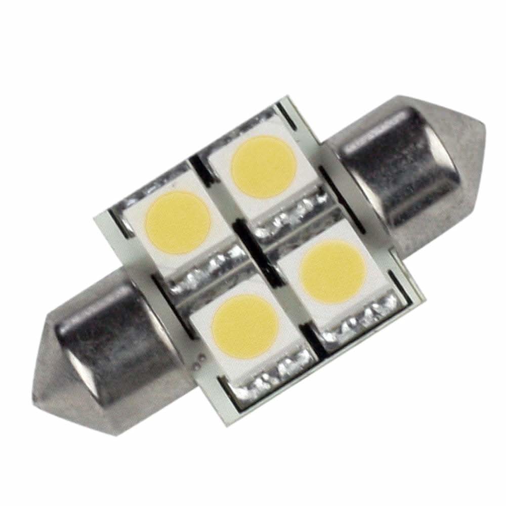 Lunasea pointed festoon 4 LED light bulb 31mm cool white with high brightness and long life
