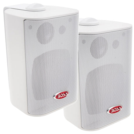 Boss Audio MR4.3W 4" 3-Way Marine Enclosed System Box Speakers - 200W - White - MR4.3W