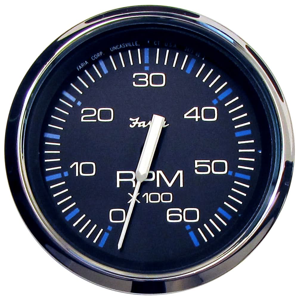 Faria Chesapeake Black 4" Tachometer - 6000 RPM (Gas) (Inboard & I/O) - 33710