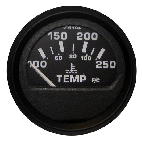 Faria Euro Black 2" Water Temperature Gauge (100-250°F) - 12812