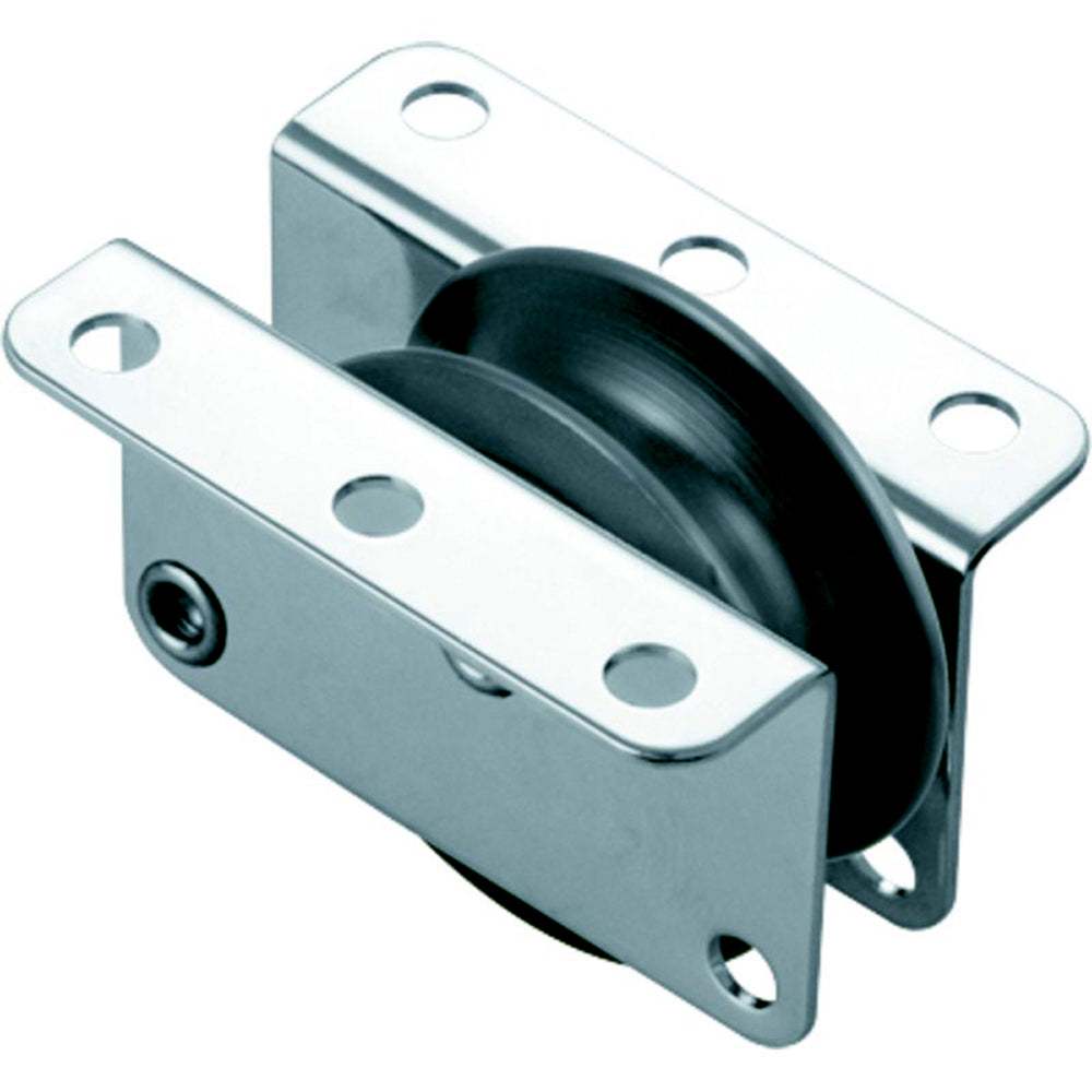 Ronstan Series 30 high load exit box with Nylatron sheave and stainless steel cheeks for single rope or wire.