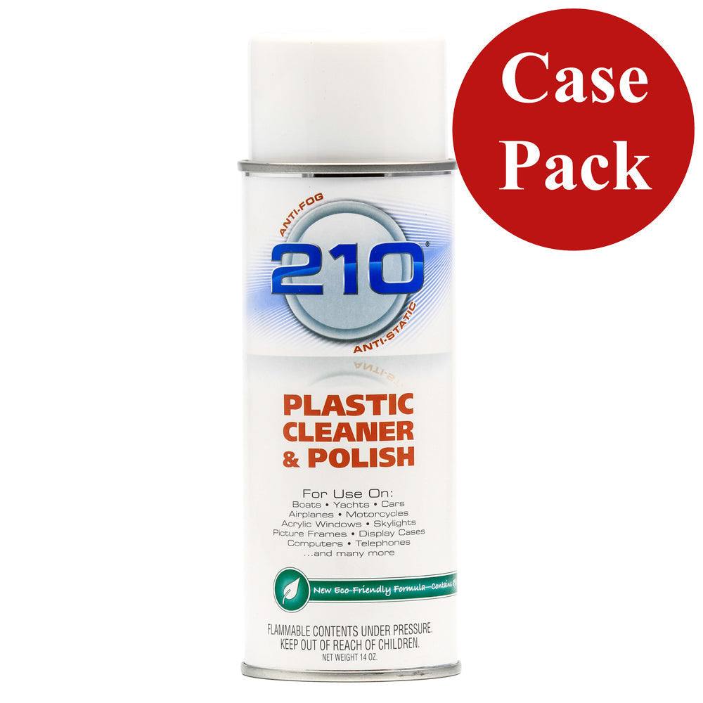 Camco 210 Plastic Cleaner Polish 14oz spray can with case pack label