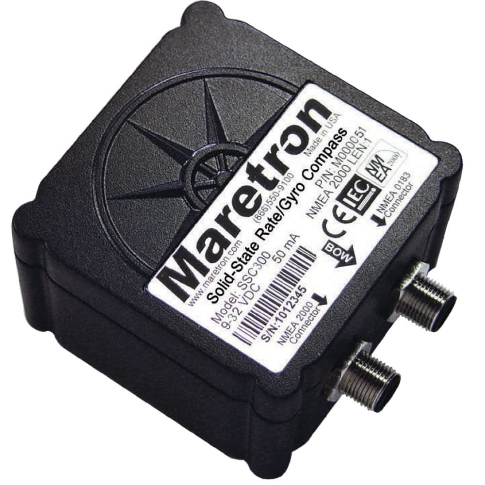 Maretron SSC300-01 solid-state rate and gyro compass sensor with dual NMEA connectors in black casing