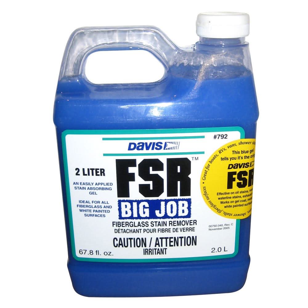 Davis FSR Big Job 2-liter fiberglass stain remover gel for oil, rust, and waterline stains on fiberglass and white surfaces