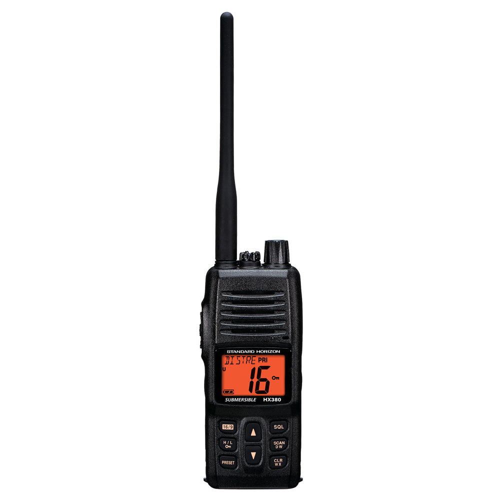 Standard Horizon HX380 5W Commercial Grade Submersible IPX-7 Handheld VHF Radio w/LMR Channels - HX380