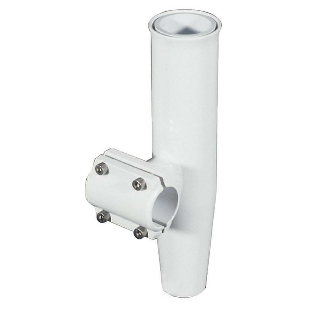 White aluminum clamp-on rod holder with horizontal mount for 1.050" O.D. pipe
