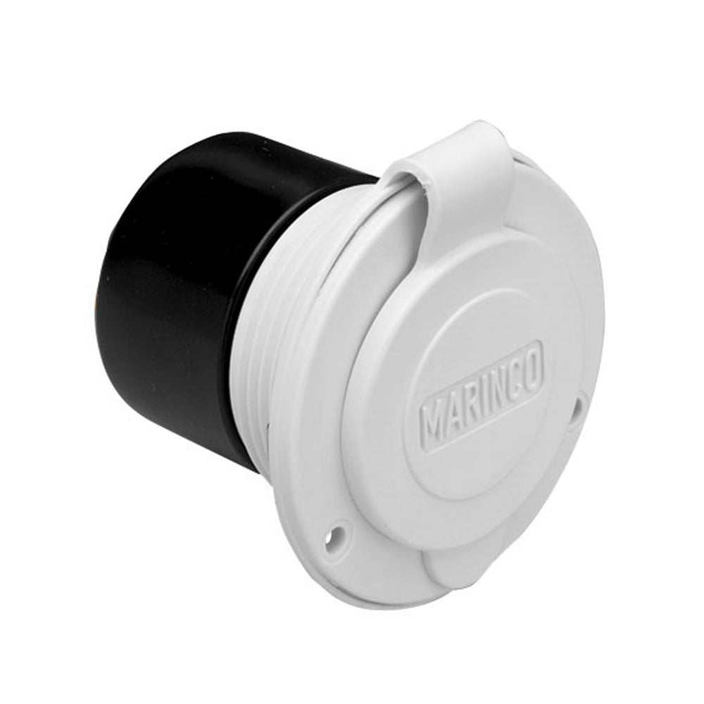 Marinco 15A 125V white front mount on-board charger inlet with flip lid cover