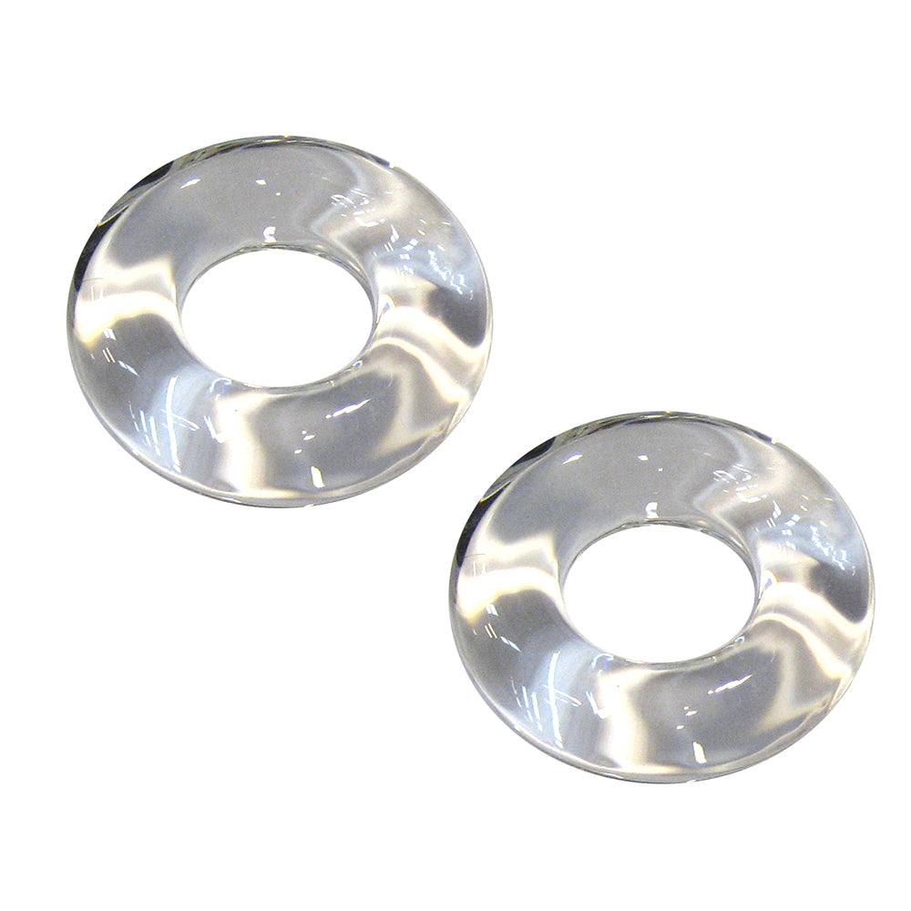 Pair of smooth TACO Outrigger Glass Rings with 1-3/4 inch outside diameter and 7/8 inch inside diameter for outrigger lines.