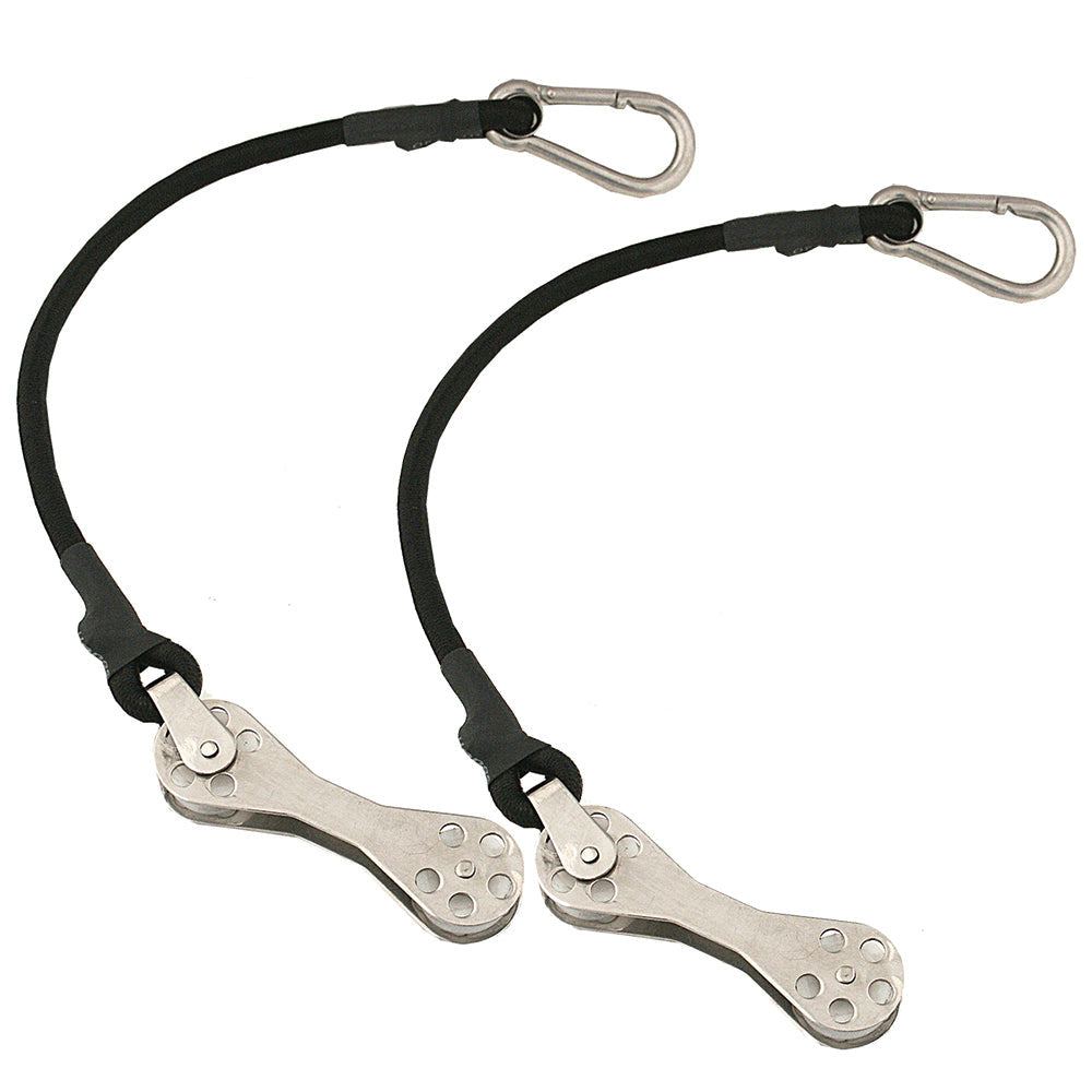 Pair of Taco Shock Cord with Double Roller for boat rigging tension and smooth line movement