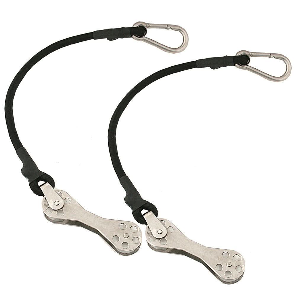 Pair of Taco Shock Cord with Double Roller for boat rigging tension and smooth line movement