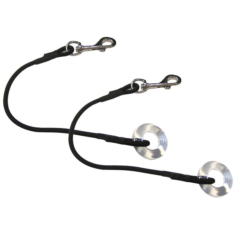 Pair of TACO Shock Cord with stainless steel snap hooks and glass eye rings