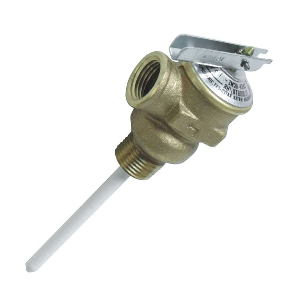 Camco Temperature & Pressure Relief Valve 1/2 inch with 4 inch probe corrosion-resistant T&P valve for RV water heaters