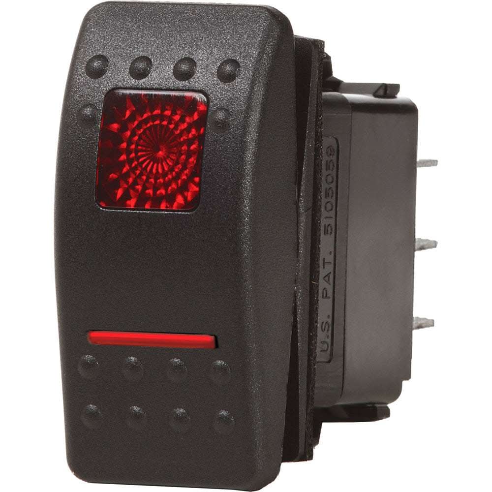 Blue Sea 7936 Contura II black DPDT ON-OFF-ON switch with red indicator light