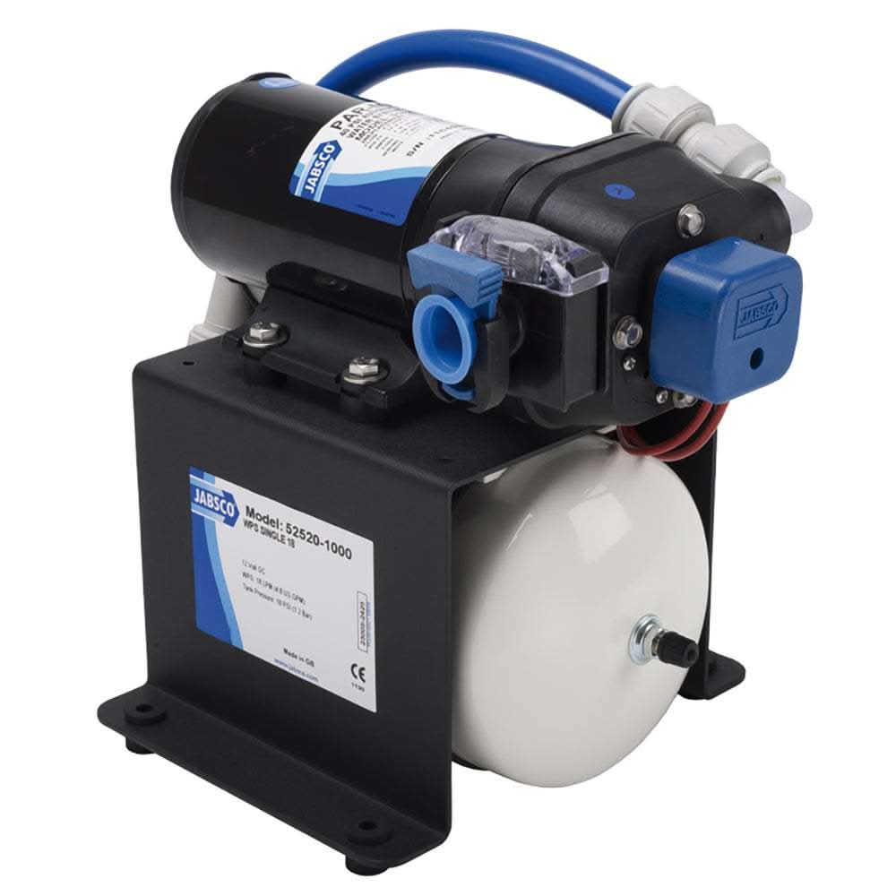 Jabsco Single Stack Water System 4.8 GPM 40PSI 12V marine pump with accumulator tank