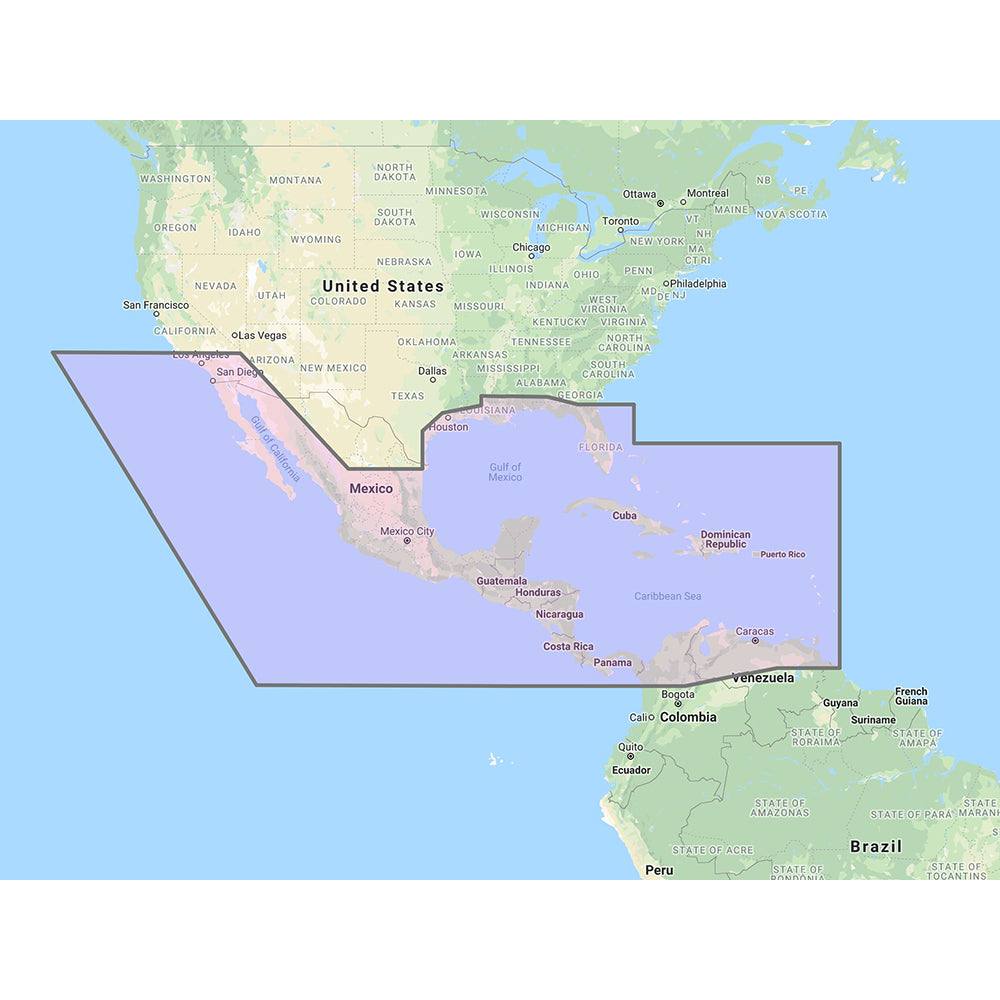 Furuno Central America vector chart coverage map with 3D data and satellite photos including Caribbean and part of Mexico