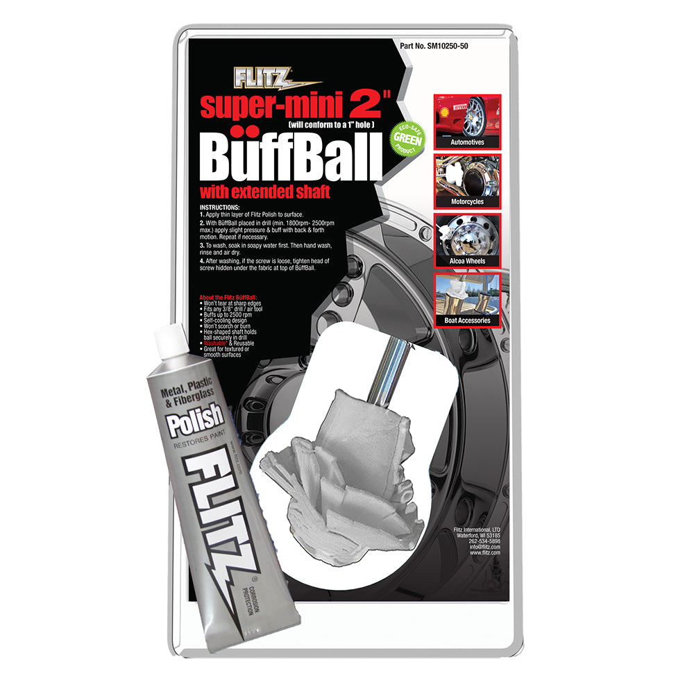 Flitz Buff Ball - Super Mini 2" - Yellow with 1.76oz Tube Flitz Polish - SM 10250-50