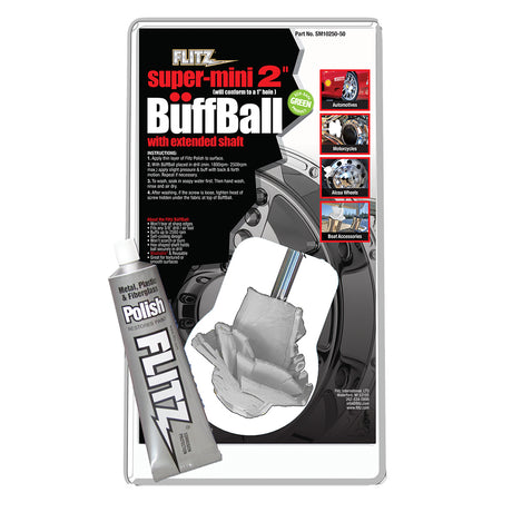 Flitz Buff Ball - Super Mini 2" - Yellow with 1.76oz Tube Flitz Polish - SM 10250-50