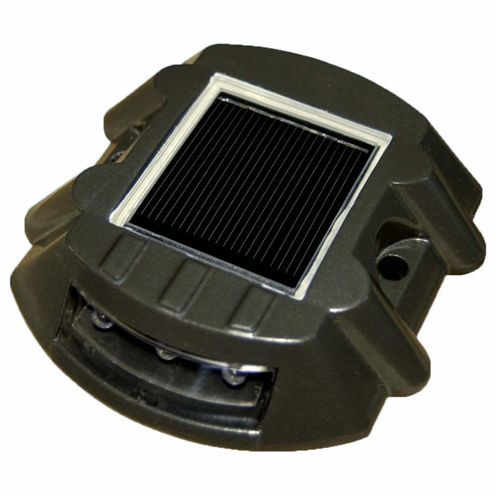 Dock Edge Starlite Solar Capacitor Series Model 108 charcoal gray solar LED light with integrated solar panel and durable aluminum-polycarbonate construction