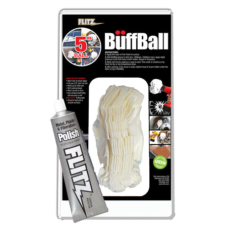 Flitz Buff Ball - Large 5" - Orange with 1.76oz Tube Flitz Polish - PB 101-50