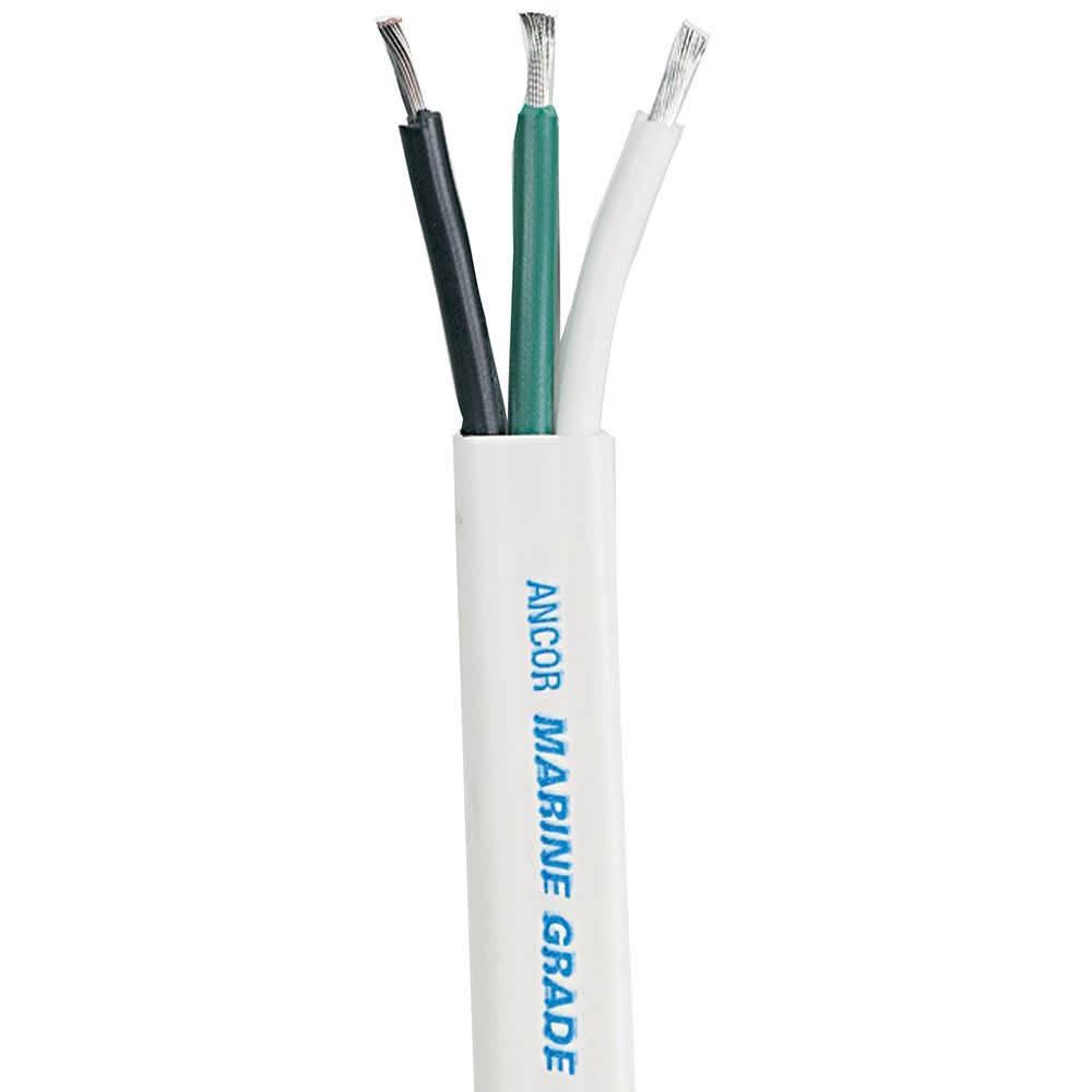 Ancor Triplex Cable 12/3 AWG 100 feet marine grade flexible cable with abrasion-resistant white jacket and three color-coded conductors