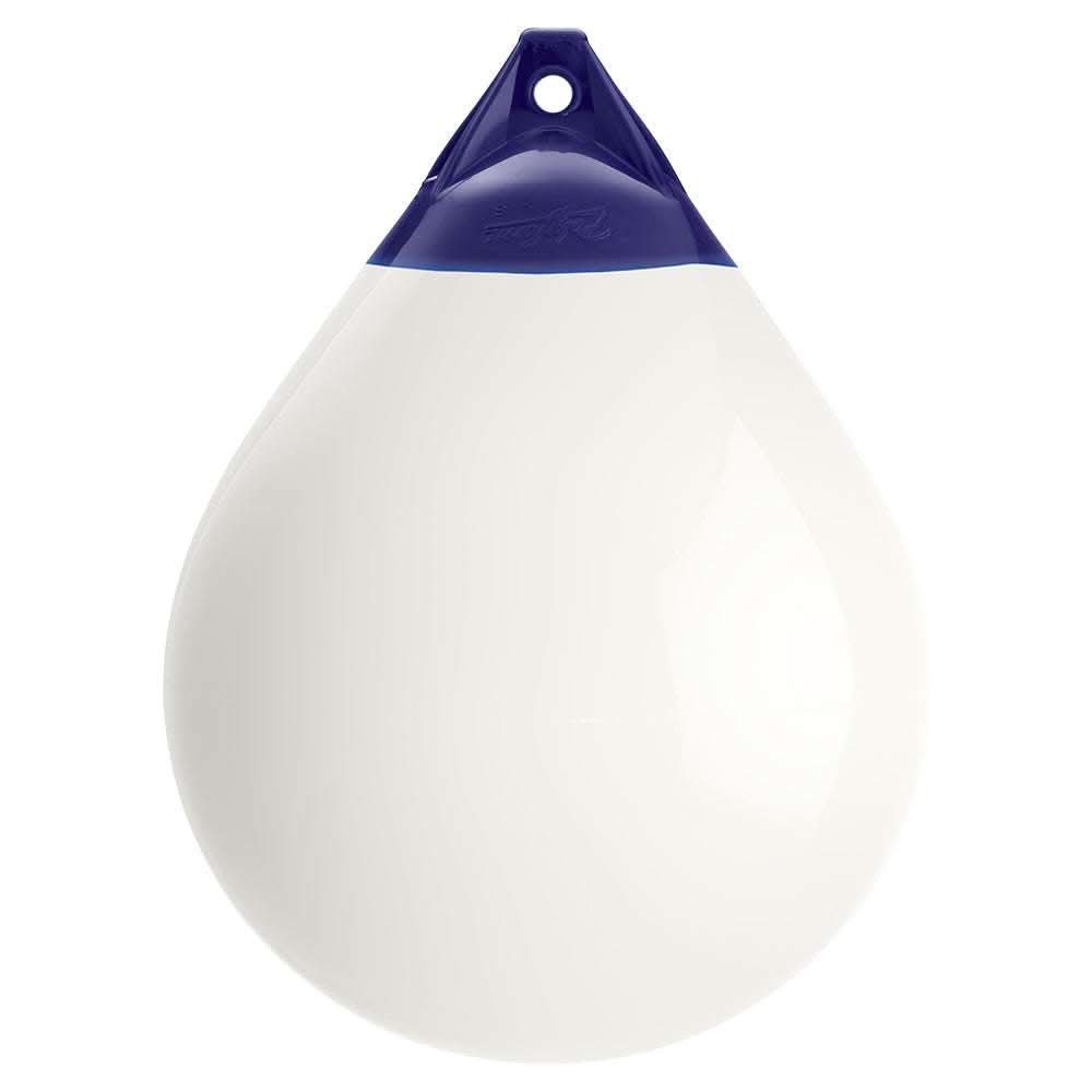 Polyform A Series A-5 white buoy with 27-inch diameter and blue ropehold