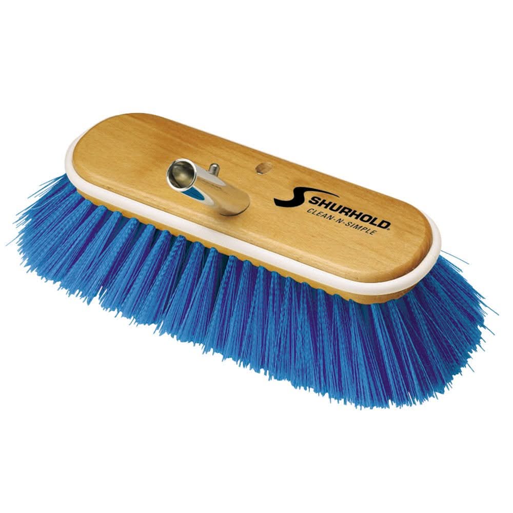 10" extra-soft deck brush with blue nylon bristles for delicate surfaces