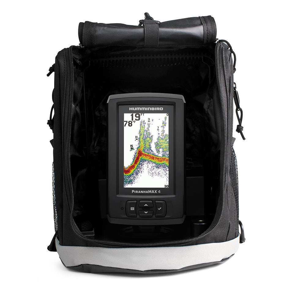 Humminbird Piranhamax 4 PT fish finder with 4.3-inch color display in portable carrying case