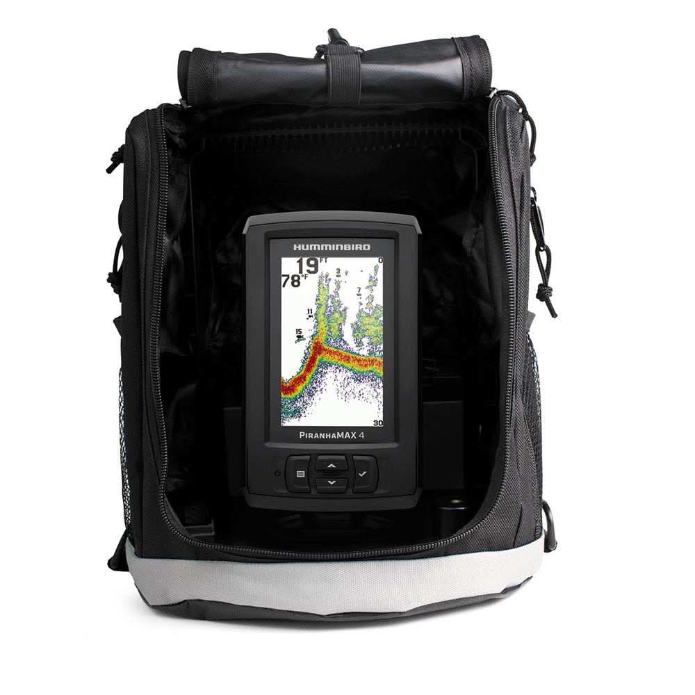 Humminbird Piranhamax 4 PT fish finder with 4.3-inch color display in portable carrying case