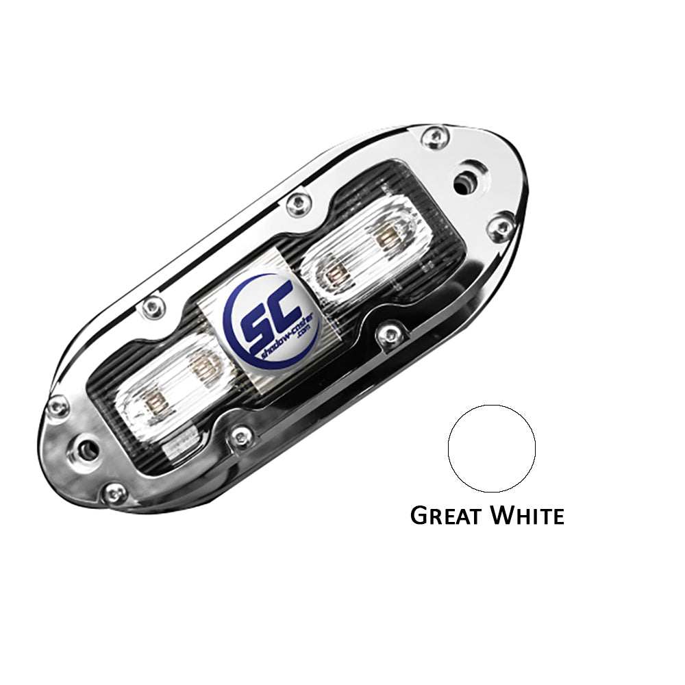 Shadow-Caster SCM-4 LED underwater light with 316 stainless steel housing and 20-foot cable in Great White color