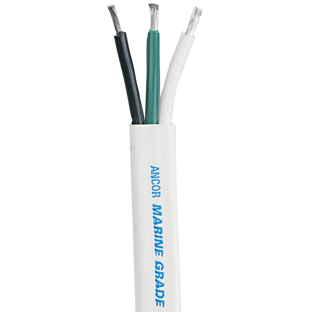 Ancor White Triplex Cable 12/3 AWG flat marine grade cable with flexible vinyl insulation and abrasion-resistant white jacket