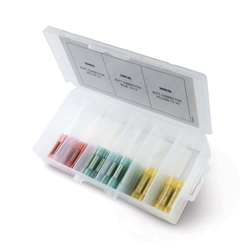 75-piece Ancor adhesive lined heat shrink butt connectors in reusable storage case with six compartments