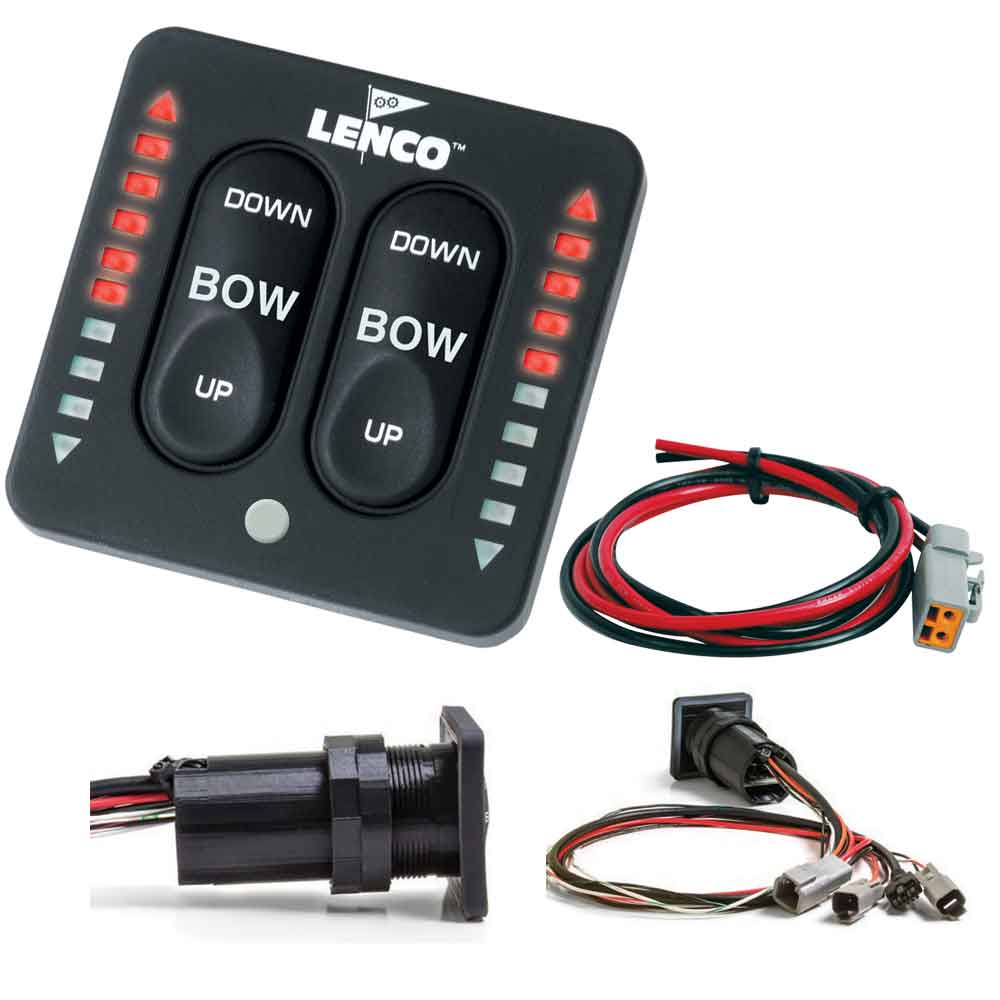 Lenco LED indicator integrated tactile switch kit with pigtail and wiring harness for single actuator systems