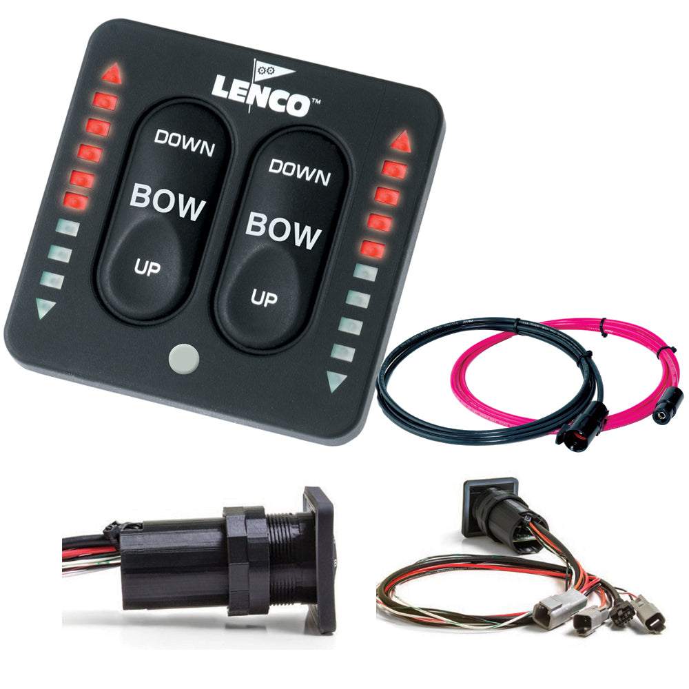 Lenco LED Indicator integrated tactile switch kit with pigtail for dual actuator systems and wiring harness