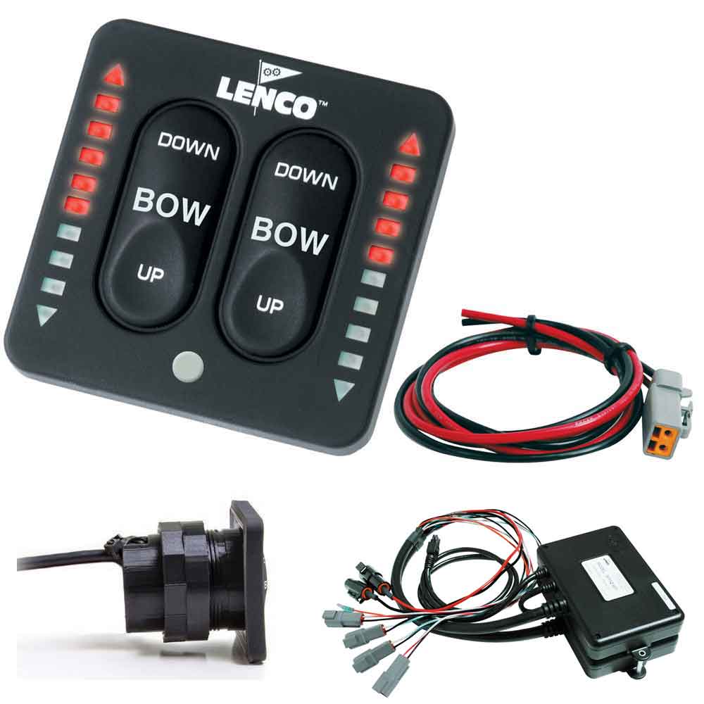 Lenco LED Indicator two-piece tactile switch kit with pigtail for dual actuator systems and control box with wiring harness