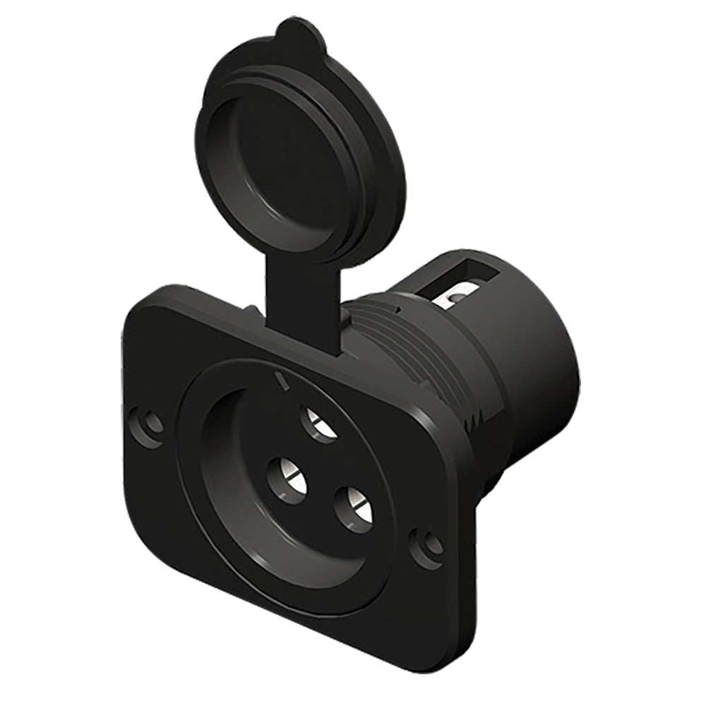 Marinco 70A trolling motor receptacle with waterproof sealed connection and strain relief, compatible with up to 6AWG wire
