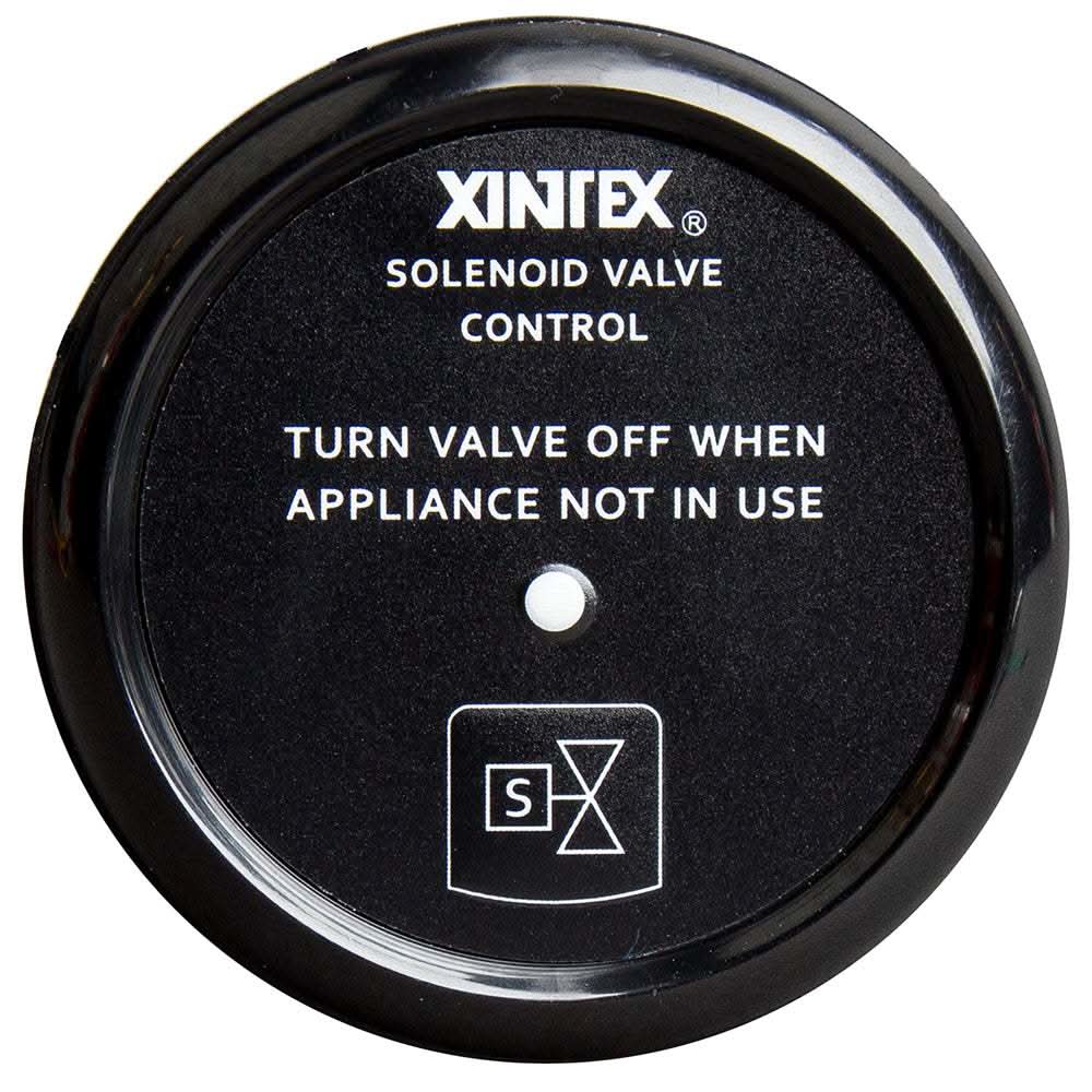 Xintex propane control solenoid valve with black bezel display and safety instructions