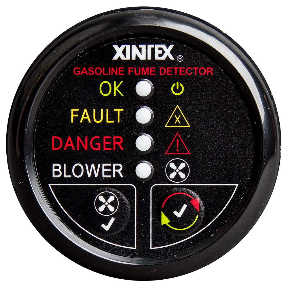 Xintex gasoline fume detector with blower control and black bezel display