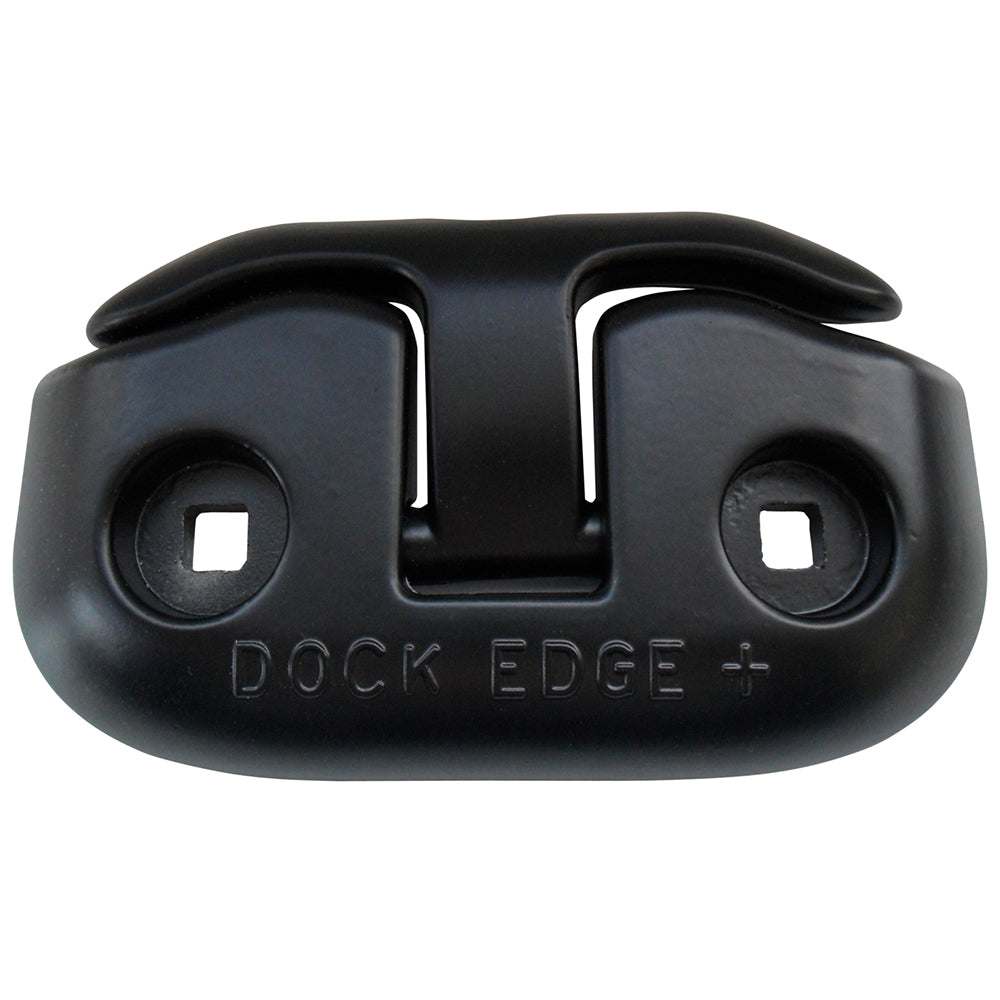 Black 6-inch Dock Edge flip-up dock cleat made of marine grade aluminum