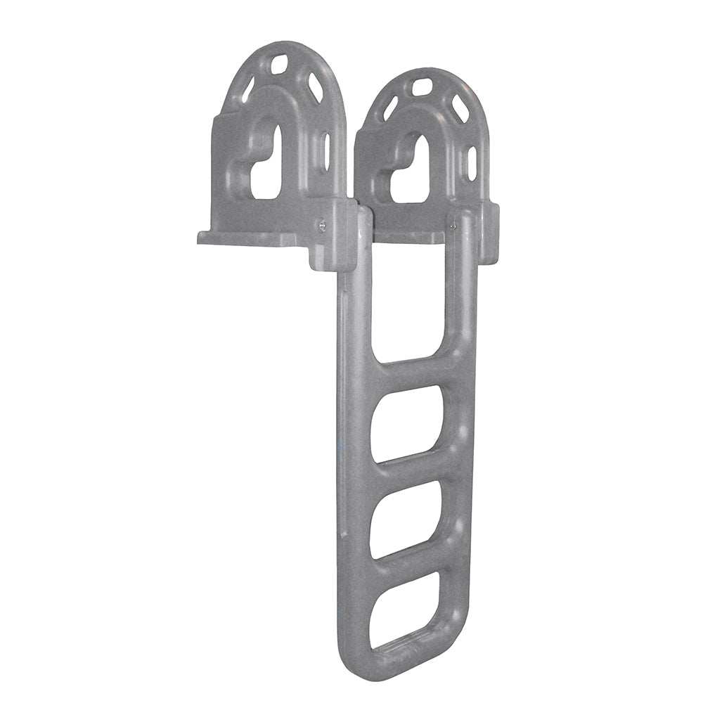 Grey Dock Edge flip-up polyethylene roto molded 4-step dock ladder
