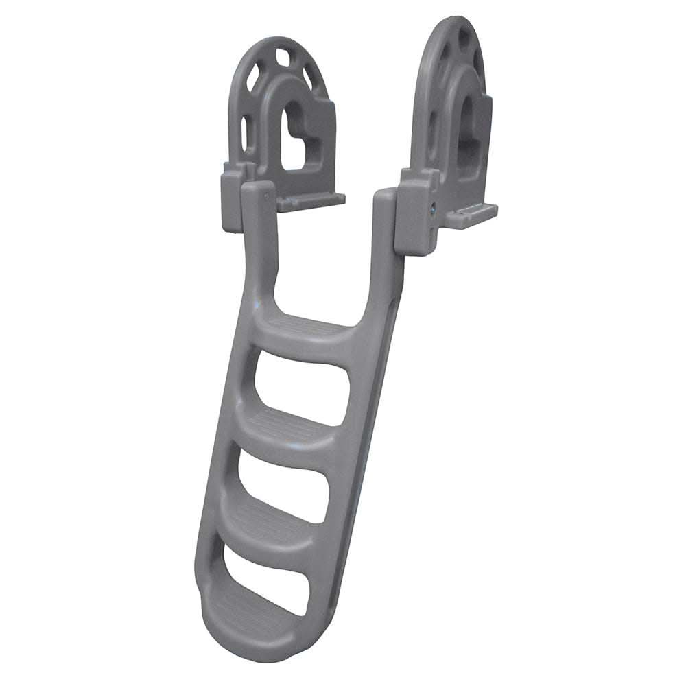 Grey 4-step Dock Edge Stand-Off flip-up polyethylene roto molded dock ladder