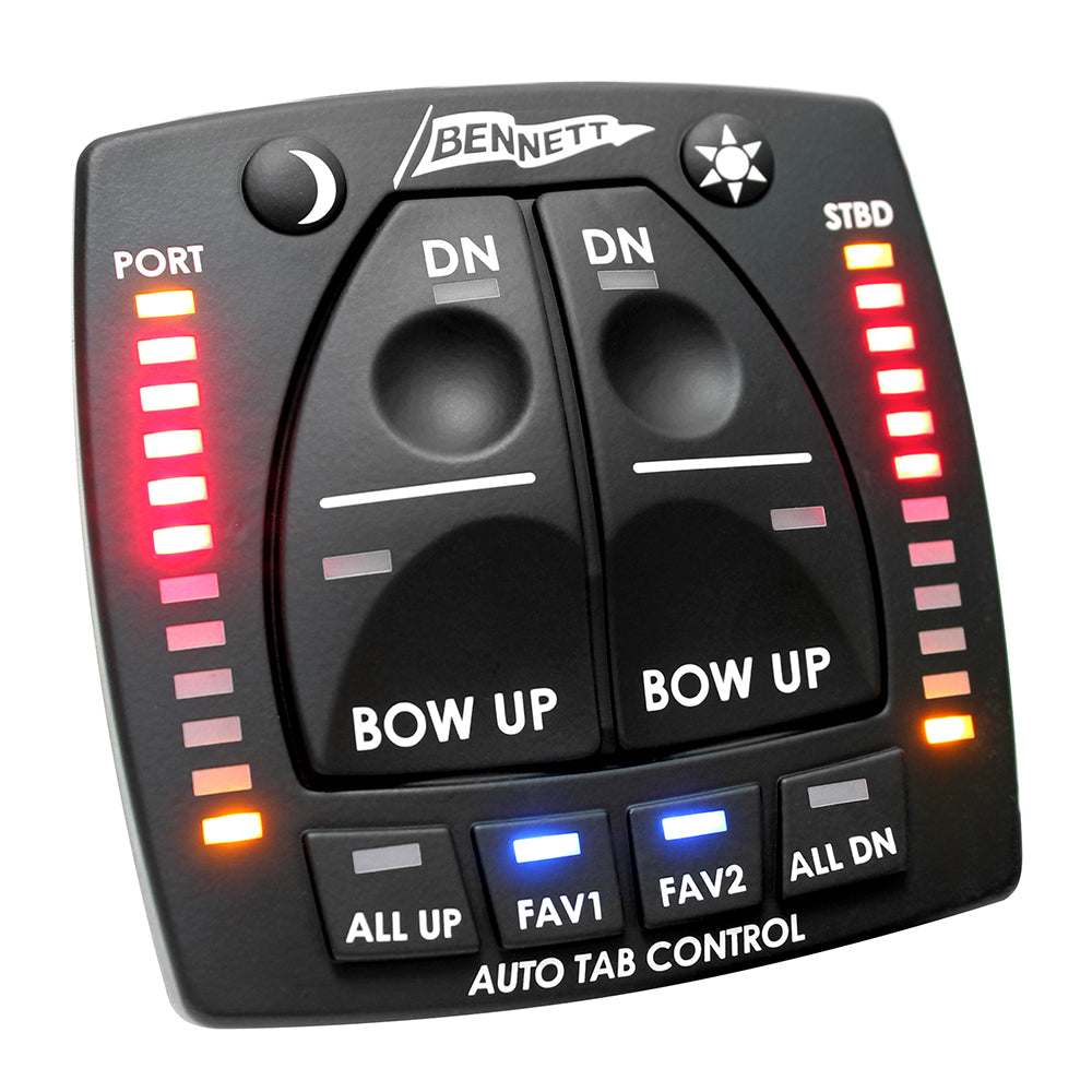 Bennett AutoTrim Pro hydraulic trim tabs control keypad with LED indicators for port and starboard sides