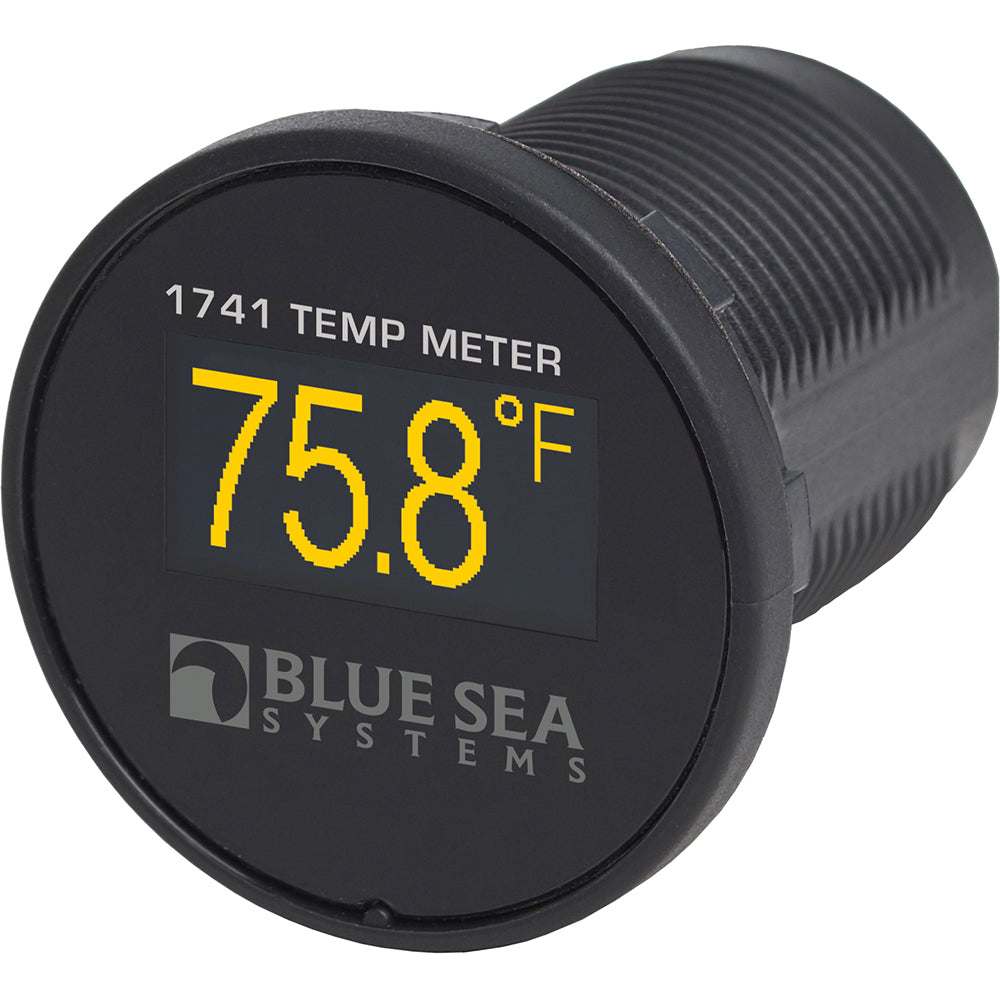 Blue Sea 1741 Mini OLED Temperature Meter displaying 75.8°F on waterproof daylight-readable screen
