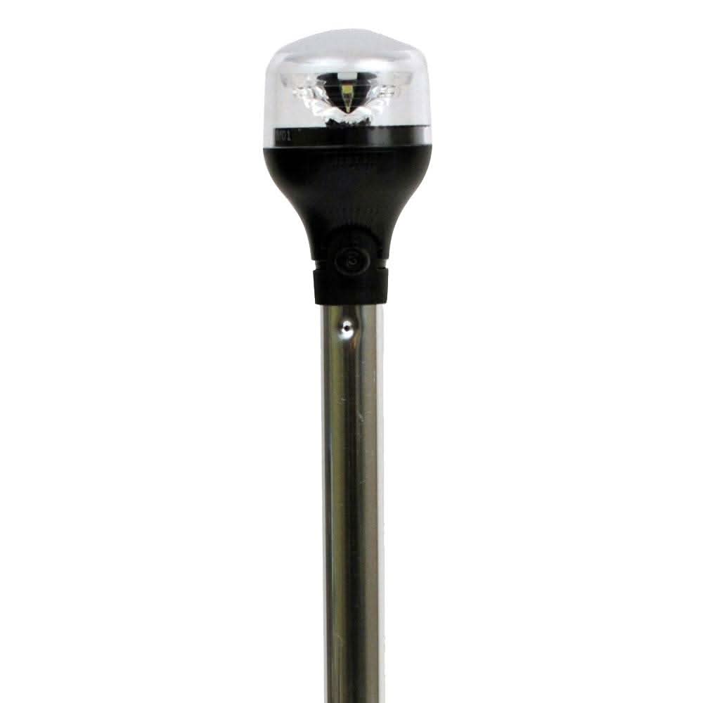 Attwood LightArmor Plug-In all-around navigation light with 12-inch aluminum pole and black vertical composite base