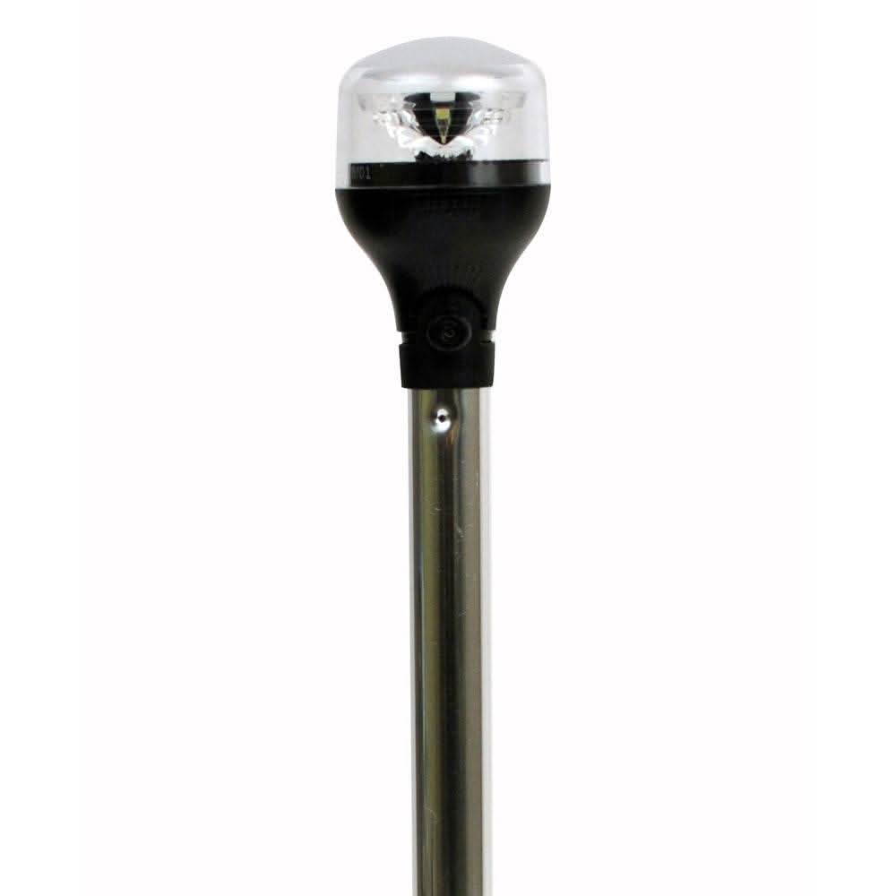 Attwood LightArmor Plug-In marine navigation light with 20-inch aluminum pole and black composite base