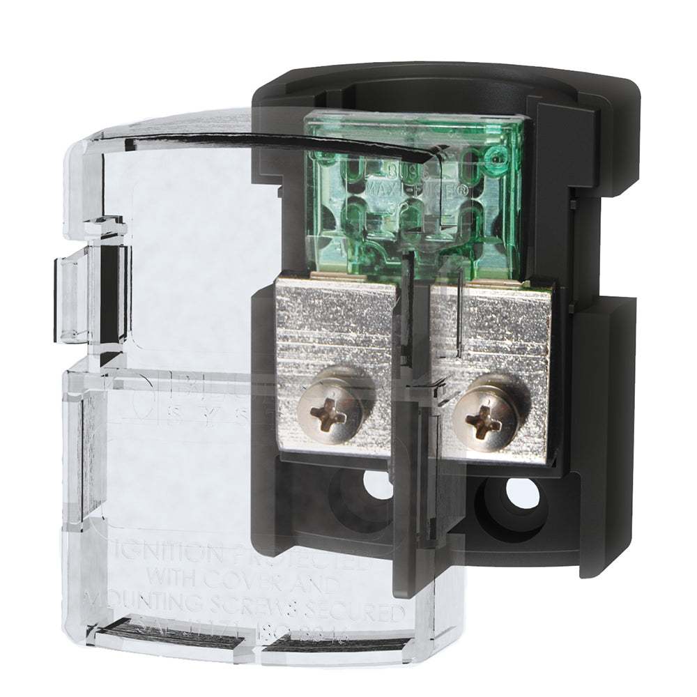 Blue Sea 5006100 MAXI Fuse Block with clear cover, 30-80A, ignition protected, for 18-4 AWG wire, black housing