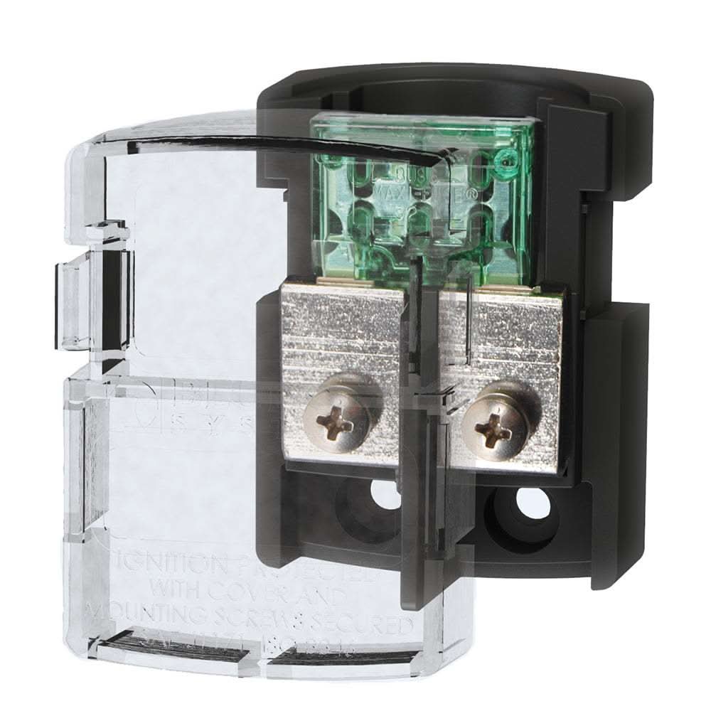 Blue Sea 5006100 MAXI Fuse Block with clear cover, 30-80A, ignition protected, for 18-4 AWG wire, black housing