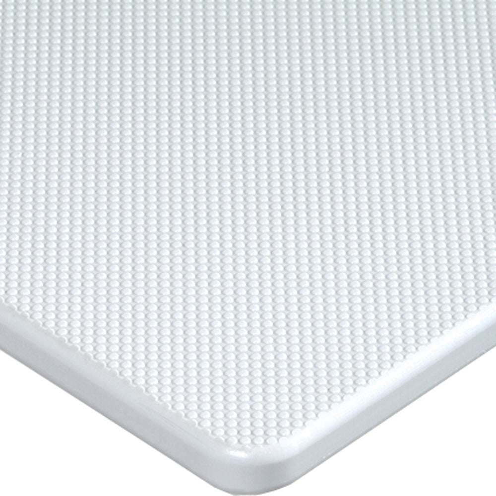 Close-up of white Starboard Anti-Skid Marine Lumber with diamond pattern textured surface for slip resistance and drainage